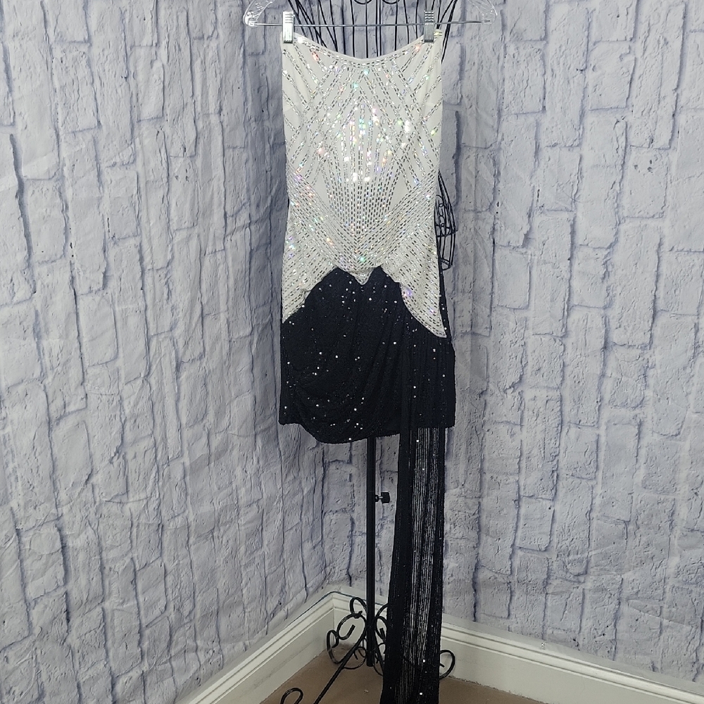 Banjul Strapless Black and‎ Silver Dress